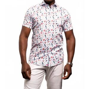NEW 7 DOWNIE ST. seashell short sleeve shirt in multi